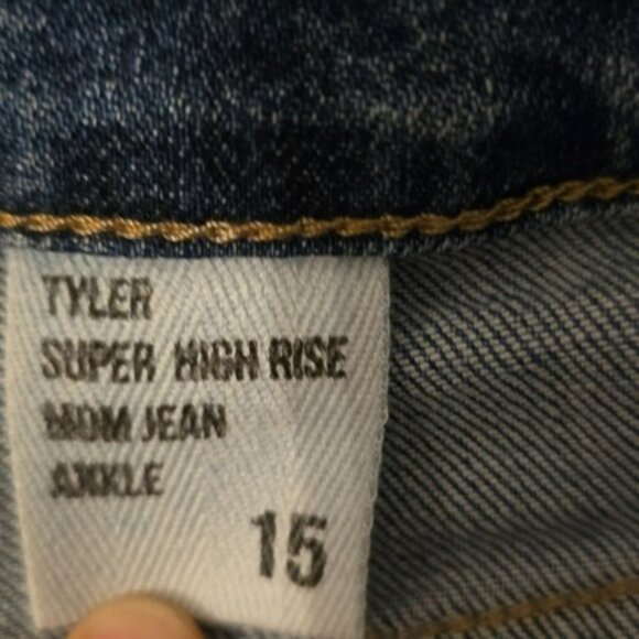 Eunina Women's Super High Rise Mom Jeans Size 15 Blue Denim Ankle Tyler Stretchy - Picture 6 of 14